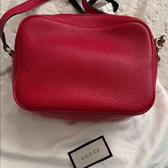 Authentic Gucci Soho Disco Red Pebbled Leather Crossbody w/ Dust Bag - Picture 4 of 15